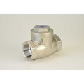 Chicago Valves And Controls 1-1/2", Stainless Steel 200 WOG Threaded Swing Check Valve 4266TE015
